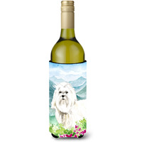 "Caroline's Treasures CK2529LITERK Mountain Flowers Maltese Wine Bottle Hugger cold-beverage-koozies, 750 ml, Multicolor"