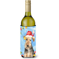 "Caroline's Treasures CK2498LITERK Christmas Lights Welsh Terrier Wine Bottle Hugger cold-beverage-koozies, 750 ml, Multicolor"