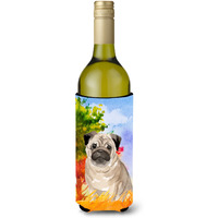 "Caroline's Treasures CK1934LITERK Fall Fawn Pug Wine Bottle Hugger cold-beverage-koozies, 750 ml, Multicolor"