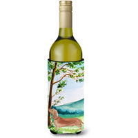 "Caroline's Treasures CK2002LITERK Under The Tree Red Dachshund Wine Bottle Hugger cold-beverage-koozies, 750 ml, Multicolor"