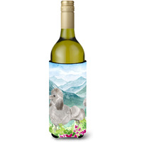 "Caroline's Treasures CK1975LITERK Mountian Flowers Silver Poodle Wine Bottle Hugger cold-beverage-koozies, 750 ml, Multicolor"