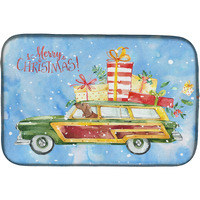 "Caroline's Treasures CK2465DDM Merry Christmas Red Dachshund dish-drying-mats, 14x21, Multicolor"