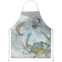 "Caroline's Treasures SC2010APRON Crab, Shrimp and Oyster Watercolor kitchen-aprons, Multicolor"