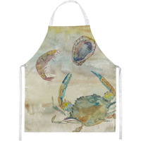 "Caroline's Treasures SC2026APRON Crab, Shrimp, Oyster Yellow Sky kitchen-aprons"