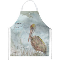 "Caroline's Treasures SC2009APRON Brown Pelican Watercolor kitchen-aprons, Multicolor"