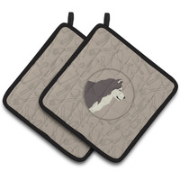 "Caroline's Treasures CK2160PTHD Alaskan Malamute in The Kitchen Pair of Pot Holders potholders, Multicolor"