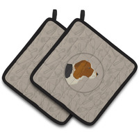 "Caroline's Treasures CK2165PTHD Basset Hound in The Kitchen Pair of Pot Holders potholders, Multicolor"