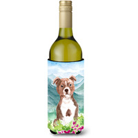 "Caroline's Treasures Flowers Red Staffordshire Bull Terrier Wine Bottle Hugger cold-beverage-koozies, 750 ml, Multicolor"