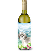 "Caroline's Treasures CK2520LITERK Mountain Flowers Shih Tzu Puppy Wine Bottle Hugger cold-beverage-koozies, 750 ml, Multicolor"