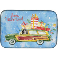 "Caroline's Treasures CK2450DDM Christmas Black Parti Cocker Spaniel dish-drying-mats, 14x21, Multicolor"