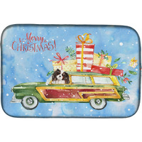 "Caroline's Treasures CK2440DDM Christmas Tricolor Cavalier Spaniel dish-drying-mats, 14x21, Multicolor"