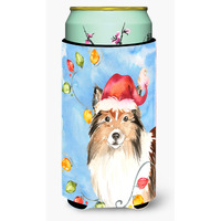 "Caroline's Treasures CK2492TBC Christmas Lights Sheltie Tall Boy Hugger cold-beverage-koozies, Multicolor"