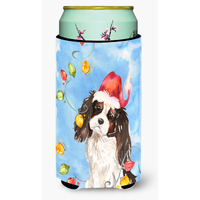 "Caroline's Treasures CK2510TBC Christmas Tricolor Cavalier Spaniel Tall Boy Hugger cold-beverage-koozies, Multicolor"
