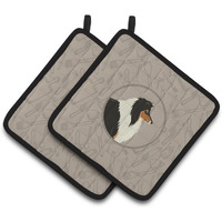 "Caroline's Treasures CK2179PTHD Collie in The Kitchen Pair of Pot Holders potholders, Multicolor"