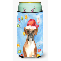 "Caroline's Treasures CK2468TBC Christmas Lights Boxer Tall Boy Hugger cold-beverage-koozies, Multicolor"