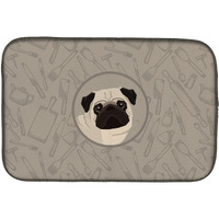 "Caroline's Treasures CK2204DDM Pug in The Kitchen dish-drying-mats, 14x21, Multicolor"