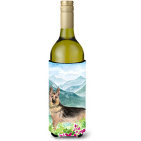 "Caroline's Treasures CK1977LITERK Mountian Flowers German Shepherd Wine Bottle Hugger cold-beverage-koozies, 750 ml, Multicolor"