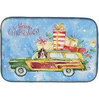 "Caroline's Treasures CK2447DDM Christmas Brown Parti Cocker Spaniel dish-drying-mats, 14x21, Multicolor"