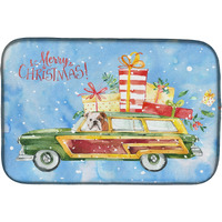 "Caroline's Treasures CK2453DDM Merry Christmas English Bulldog dish-drying-mats, 14x21, Multicolor"