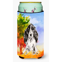 "Caroline's Treasures CK1947TBC Fall Black Parti Cocker Spaniel Tall Boy Hugger cold-beverage-koozies, Multicolor"