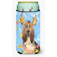 "Caroline's Treasures CK2471TBC Christmas Lights Bloodhound Tall Boy Hugger cold-beverage-koozies, Multicolor"