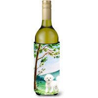 "Caroline's Treasures CK2582LITERK Under The Tree Bichon Frise Wine Bottle Hugger cold-beverage-koozies, 750 ml, Multicolor"