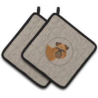 "Caroline's Treasures CK2191PTHD Brussels Griffon in The Kitchen Pair of Pot Holders potholders, Multicolor"