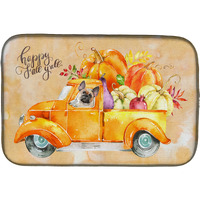 "Caroline's Treasures CK2666DDM Fall Harvest Fawn French Bulldog dish-drying-mats, 14x21, Multicolor"