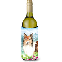 "Caroline's Treasures CK2522LITERK Mountain Flowers Sheltie Wine Bottle Hugger cold-beverage-koozies, 750 ml, Multicolor"