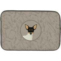 "Caroline's Treasures CK2214DDM Toy Fox Terrier in The Kitchen dish-drying-mats, 14x21, Multicolor"