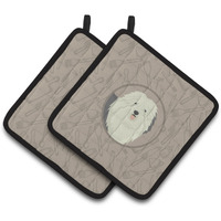 "Caroline's Treasures CK2199PTHD Old English Sheepdog in The Kitchen Pair of Pot Holders potholders, Multicolor"
