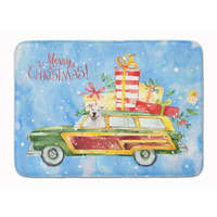 Caroline's Treasures Merry Christmas White Staffordshire Bull Terrier Machine Washable Memory Foam Mat doormats