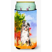 "Caroline's Treasures CK1960TBC Fall Australian Shepherd Tall Boy Hugger cold-beverage-koozies, Multicolor"