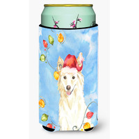 "Caroline's Treasures CK2500TBC Christmas Lights White Collie Tall Boy Hugger cold-beverage-koozies, Multicolor"
