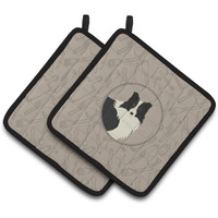 "Caroline's Treasures CK2169PTHD Border Collie in The Kitchen Pair of Pot Holders potholders, Multicolor"