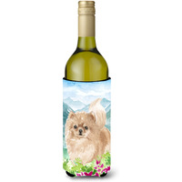 "Caroline's Treasures CK1970LITERK Mountian Flowers Pomeranian Wine Bottle Hugger cold-beverage-koozies, 750 ml, Multicolor"
