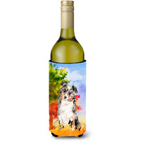 "Caroline's Treasures CK1960LITERK Fall Australian Shepherd Wine Bottle Hugger cold-beverage-koozies, 750 ml, Multicolor"