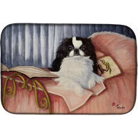 "Caroline's Treasures MH1058DDM Japanese Chin Reading in Bed dish-drying-mats, 14x21, Multicolor"