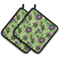 "Caroline's Treasures CK1699PTHD Thistle Pair of Pot Holders potholders, Multicolor"