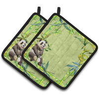 "Caroline's Treasures CK1696PTHD Panda Bear and Bamboo Pair of Pot Holders potholders, Multicolor"