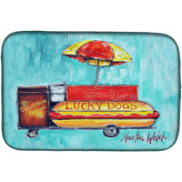 "Caroline's Treasures MW1279DDM Lucky Dog dish-drying-mats, 14 x 21, Multicolor"