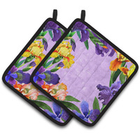 "Caroline's Treasures CK1697PTHD Irises Pair of Pot Holders potholders, Multicolor"