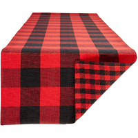 DII Red/Black Reversible Gingham/Buffalo Check Table Runner 14x72