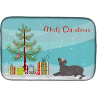 "Caroline's Treasures CK3499DDM Ecuadorian Hairless Dog Christmas Tree dish-drying-mats, 14 x 21, Multicolor"