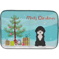 "Caroline's Treasures CK3497DDM Black and White Cyprus Poodle Christmas Tree dish-drying-mats, 14 x 21, Multicolor"