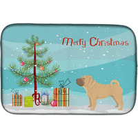 "Caroline's Treasures CK3562DDM Shar Pei Christmas Tree dish-drying-mats, 14 x 21, Multicolor"