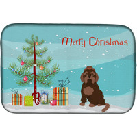 "Caroline's Treasures Brown Russian Tsvetnaya Bolonka Lap Dog Christmas Tree dish-drying-mats, 14 x 21, Multicolor"
