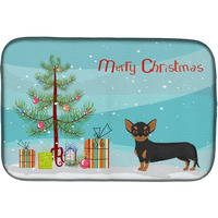 "Caroline's Treasures CK3816DDM Black and Tan Chiweenie Christmas Tree dish-drying-mats, 14 x 21, Multicolor"