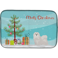 "Caroline's Treasures CK3469DDM White Lhasa Apso Christmas Tree dish-drying-mats, 14 x 21, Multicolor"