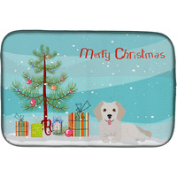 "Caroline's Treasures Small Greek Domestic Dog Kokoni #2 Christmas Tree dish-drying-mats, 14 x 21, Multicolor"
